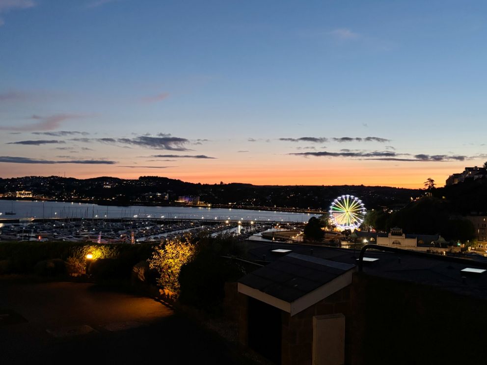 2, The Riviera, Torquay. Night time view.